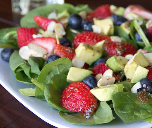 BERRY ALMOND SALAD WITH CHIA SEED VINAIGRETTE