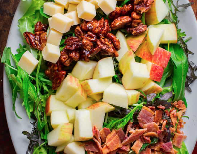 VERMONT FALL SALAD WITH CHEDDAR AND BACON