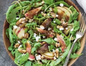 Apple Fig Arugula Salad with Goat Cheese and Walnuts
