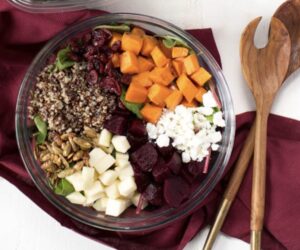 ROASTED SWEET POTATO, BEET, APPLE AND QUINOA SALAD